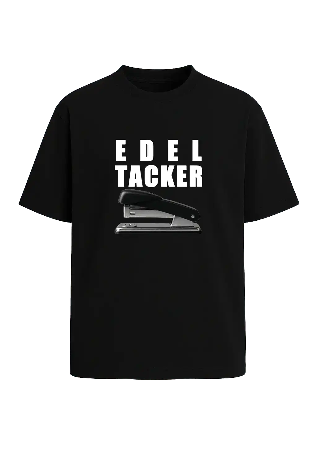 Schwarzes T-Shirt mit weißem ‚EDELTAcKer‘ Aufdruck – Creator Merch von Papaplatte