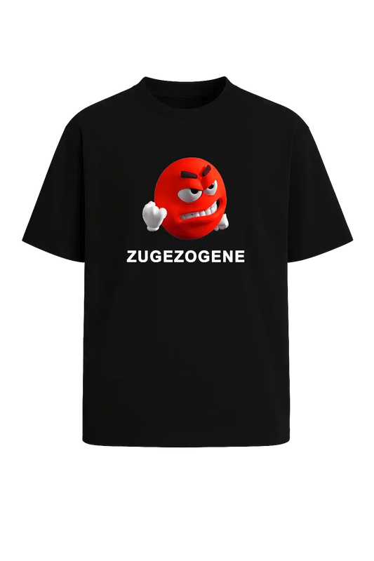 Schwarzes Streetwear Shirt mit weißem Aufdruck „grr zugezogene“ – ironisches Creator Shirt

