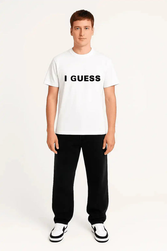 Urban Style T-Shirt ‚i guess‘ in Weiß – getragenes Creator Merch für Fans